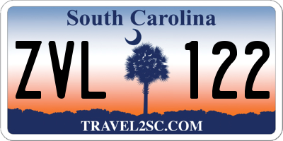 SC license plate ZVL122