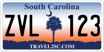 SC license plate ZVL123
