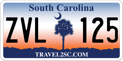SC license plate ZVL125