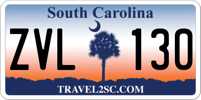 SC license plate ZVL130