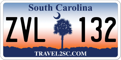 SC license plate ZVL132