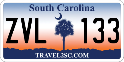 SC license plate ZVL133