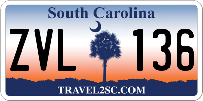 SC license plate ZVL136