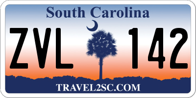 SC license plate ZVL142