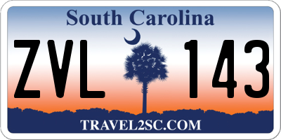 SC license plate ZVL143