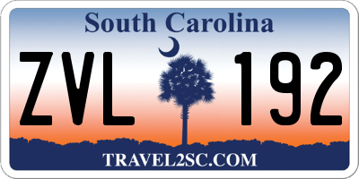 SC license plate ZVL192