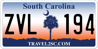 SC license plate ZVL194