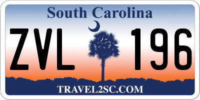 SC license plate ZVL196
