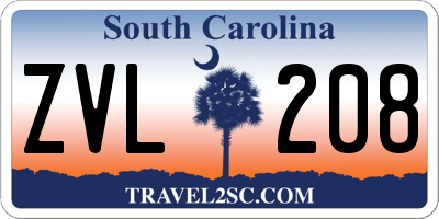 SC license plate ZVL208