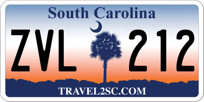 SC license plate ZVL212