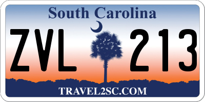 SC license plate ZVL213