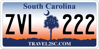 SC license plate ZVL222
