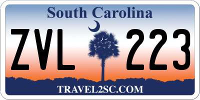 SC license plate ZVL223