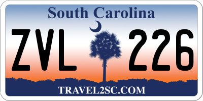 SC license plate ZVL226