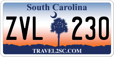 SC license plate ZVL230