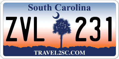SC license plate ZVL231
