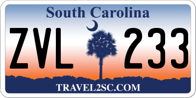 SC license plate ZVL233
