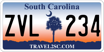 SC license plate ZVL234