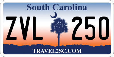 SC license plate ZVL250