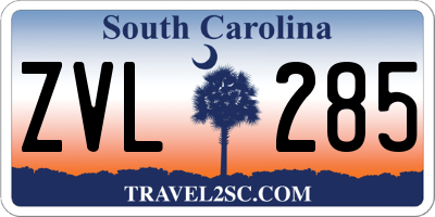 SC license plate ZVL285