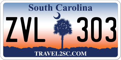 SC license plate ZVL303