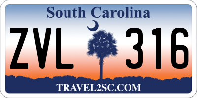 SC license plate ZVL316