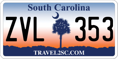 SC license plate ZVL353