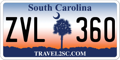 SC license plate ZVL360