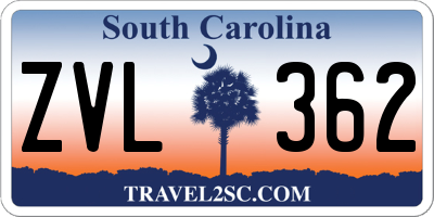 SC license plate ZVL362