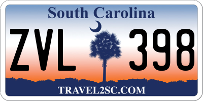 SC license plate ZVL398