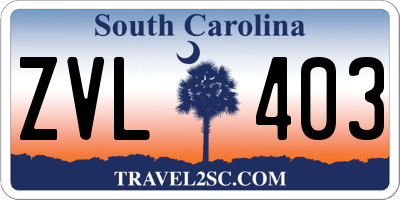 SC license plate ZVL403