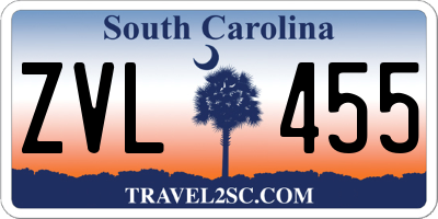 SC license plate ZVL455