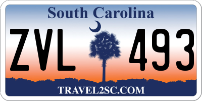 SC license plate ZVL493