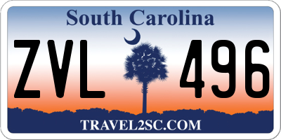 SC license plate ZVL496