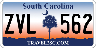 SC license plate ZVL562