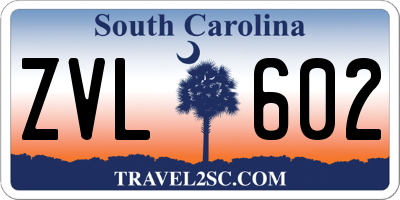 SC license plate ZVL602