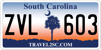 SC license plate ZVL603