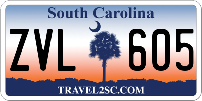 SC license plate ZVL605