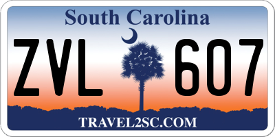 SC license plate ZVL607