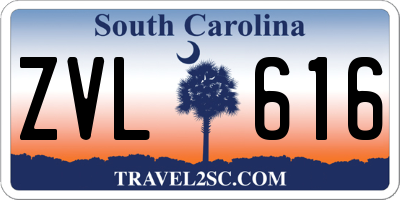 SC license plate ZVL616