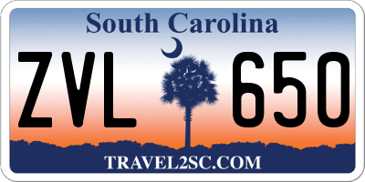 SC license plate ZVL650