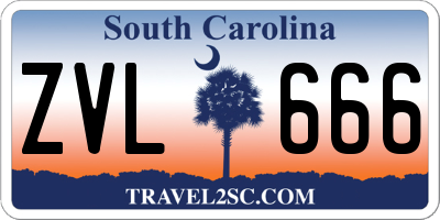 SC license plate ZVL666
