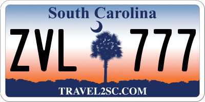 SC license plate ZVL777