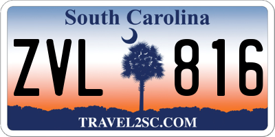 SC license plate ZVL816