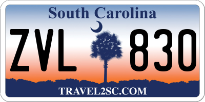 SC license plate ZVL830