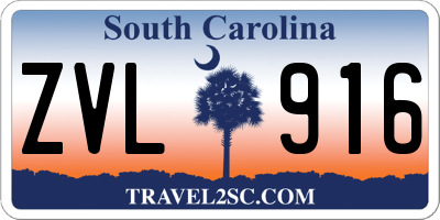 SC license plate ZVL916