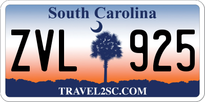 SC license plate ZVL925