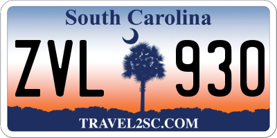 SC license plate ZVL930