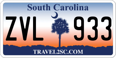 SC license plate ZVL933