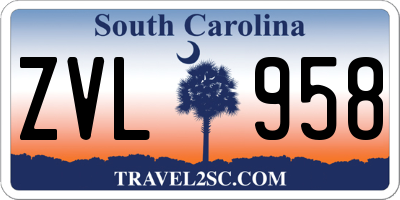 SC license plate ZVL958